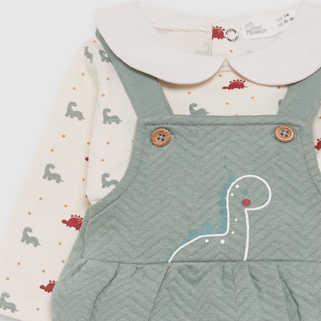 Conjunto bebé street monkey 2 piezas ranita verde dinosaurio