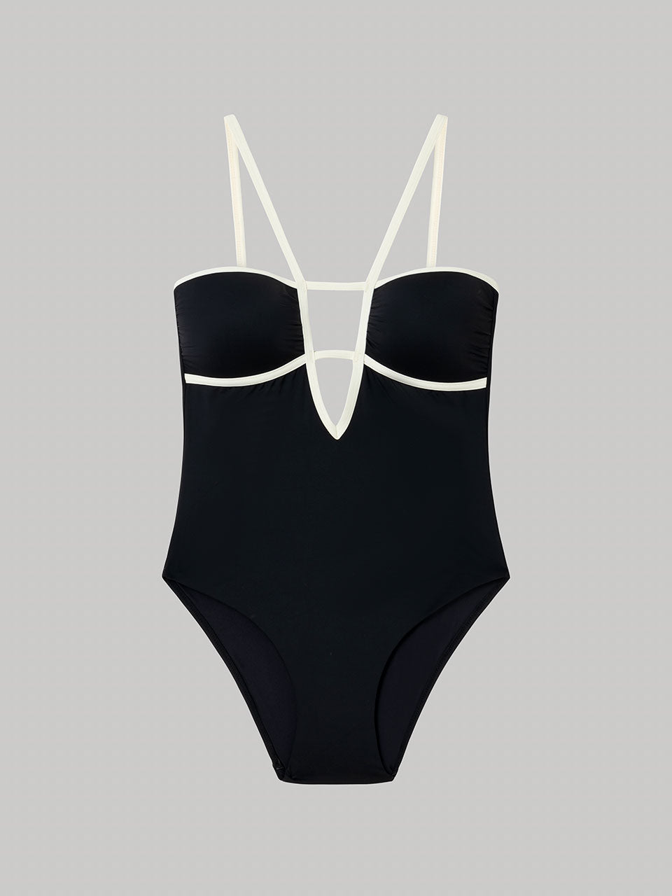 BAÑADOR NEGRO TIRANTE FINO ESCOTE EN V