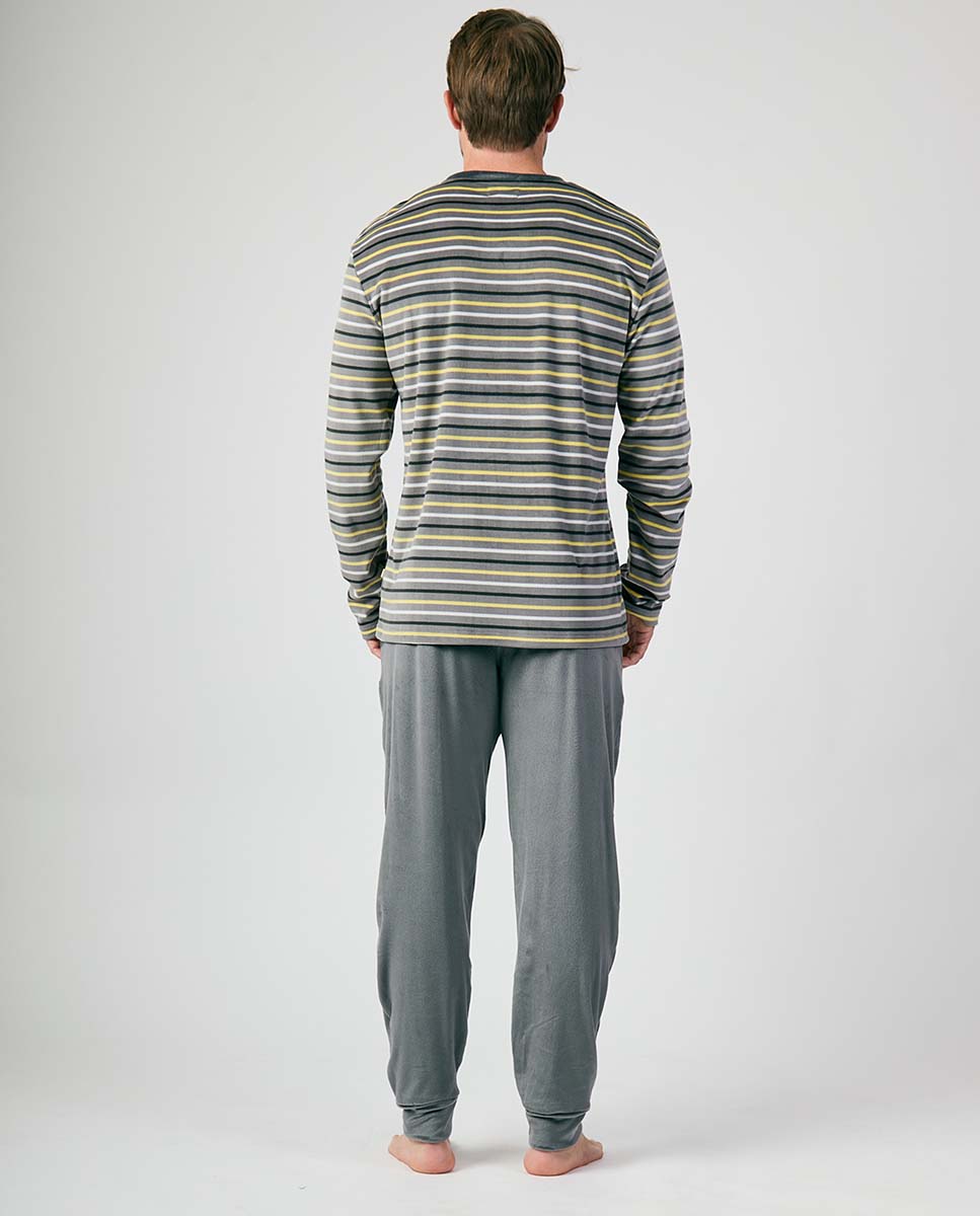 PIJAMA MANGA LARGA AFELPADO HOMBRE YELLOW STRIPES