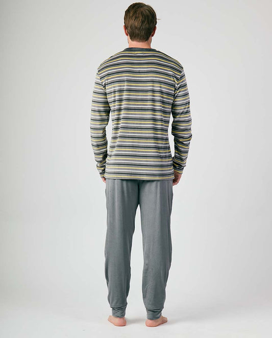 PIJAMA MANGA LARGA AFELPADO HOMBRE YELLOW STRIPES