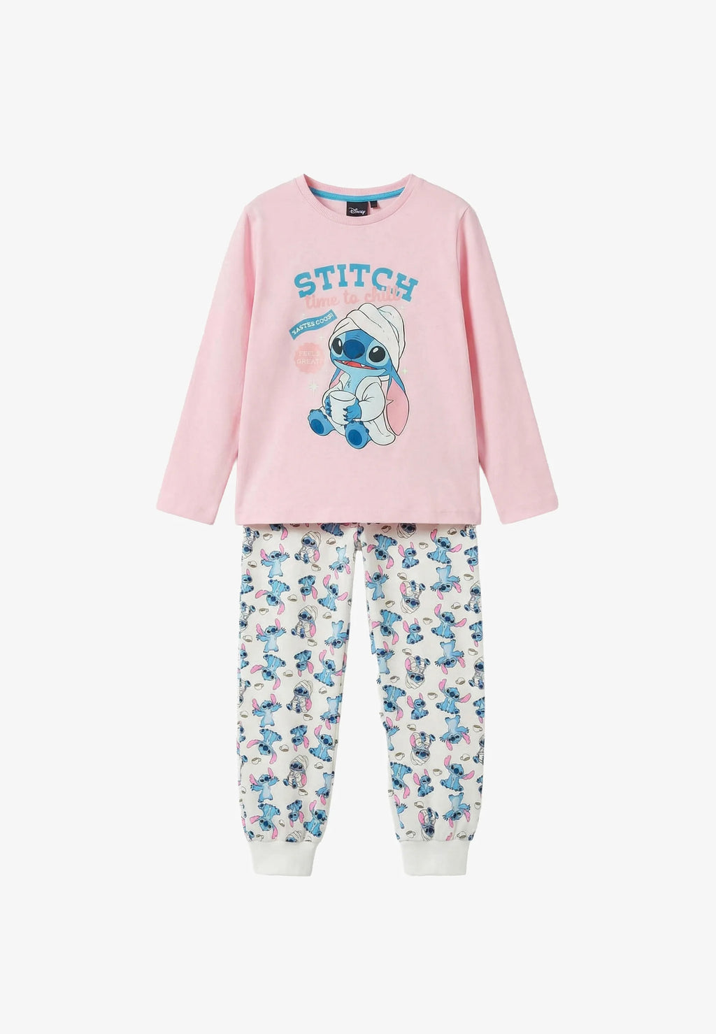 Pijama de niña Stitch time to chill rosa
