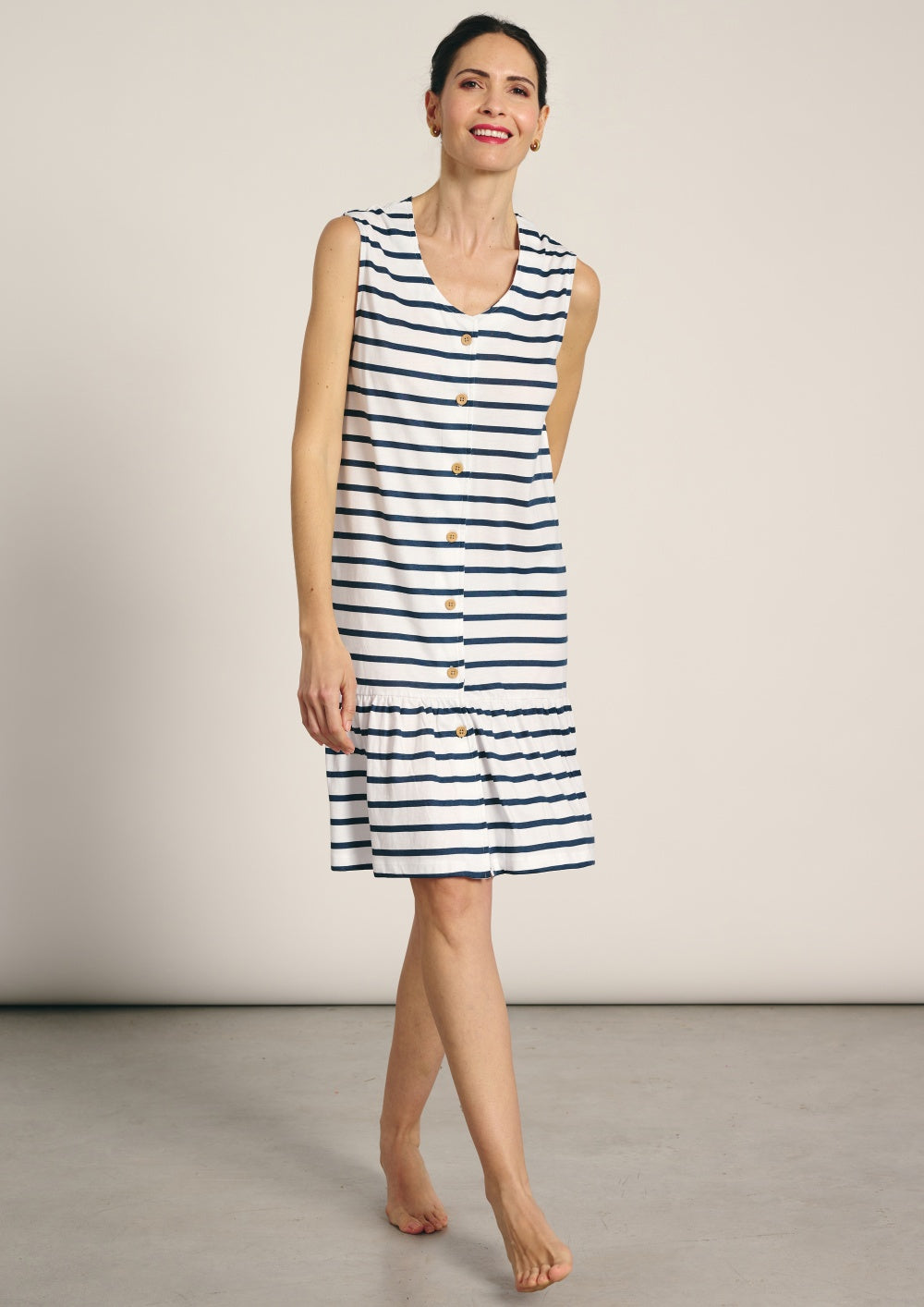 VESTIDO DE TIRANTES ALGODON NAVY LINES