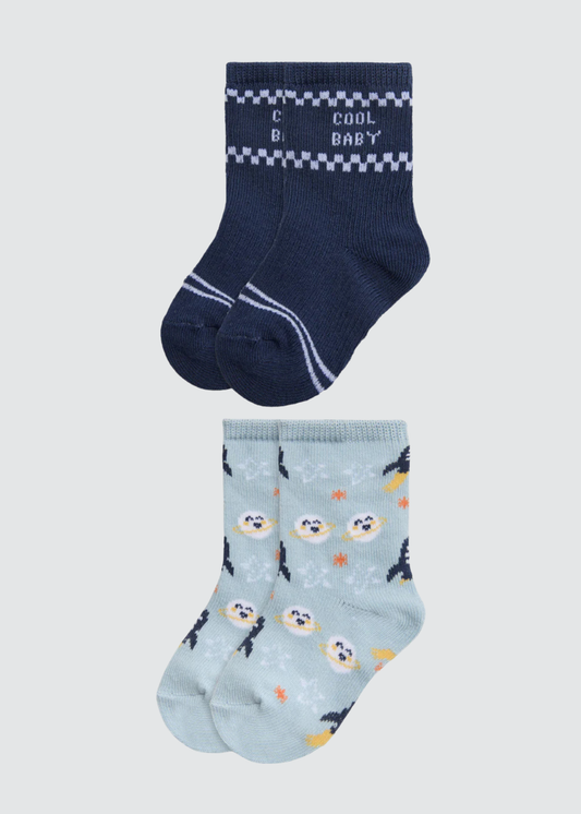 PACK-2 CALCETINES DE BEBE PUÑO ANTIPRESION COOL BABY BLUE