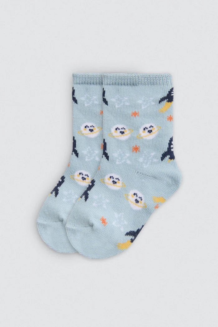 PACK-2 CALCETINES DE BEBE PUÑO ANTIPRESION COOL BABY BLUE
