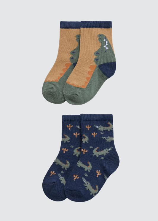 PACK-2 CALCETINES DE BEBE PUÑO ANTIPRESION COCODRILO