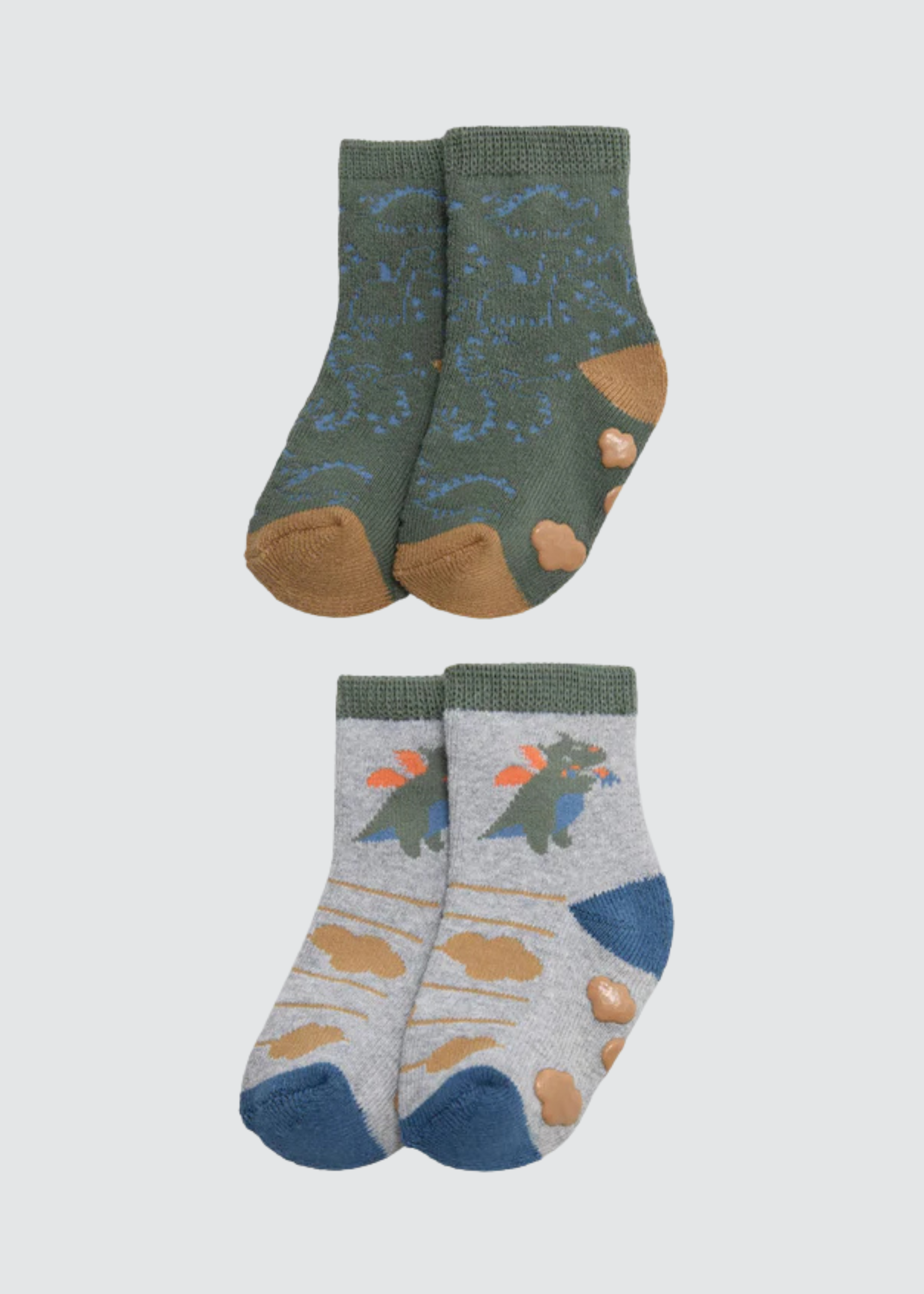 PACK-2 CALCETINES DE BEBE TERMICOS DINOSAURUS