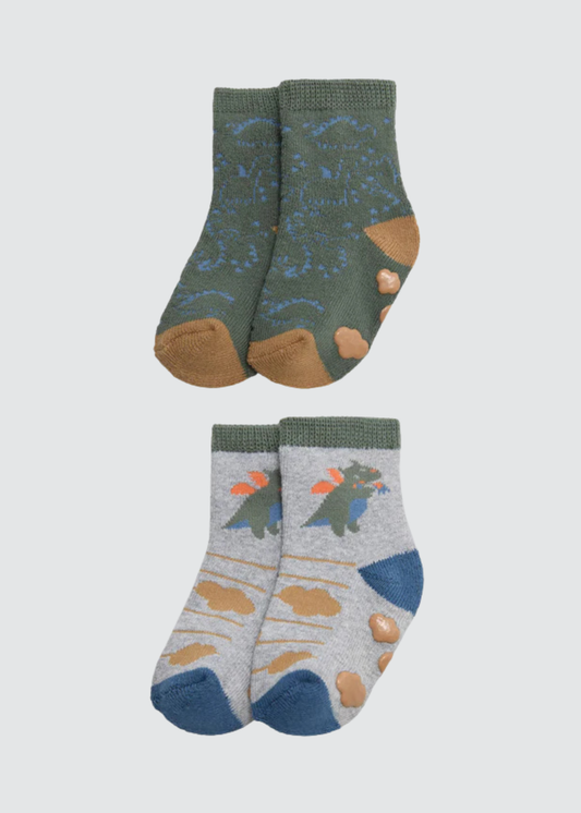 PACK-2 CALCETINES DE BEBE TERMICOS DINOSAURUS