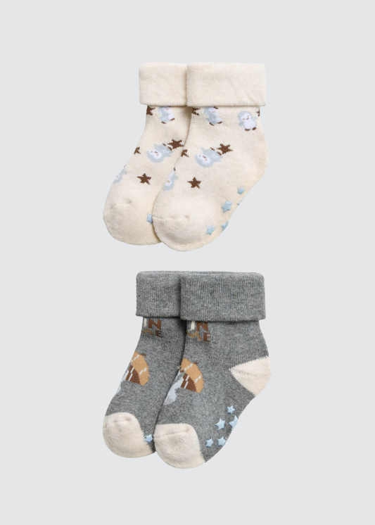 PACK-2 CALCETINES DE BEBE TERMICOS PINGUINS