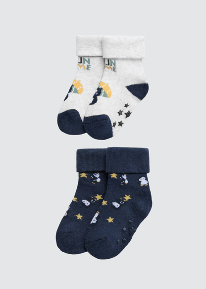 PACK-2 CALCETINES DE BEBE TERMICOS GREY PINGUINS