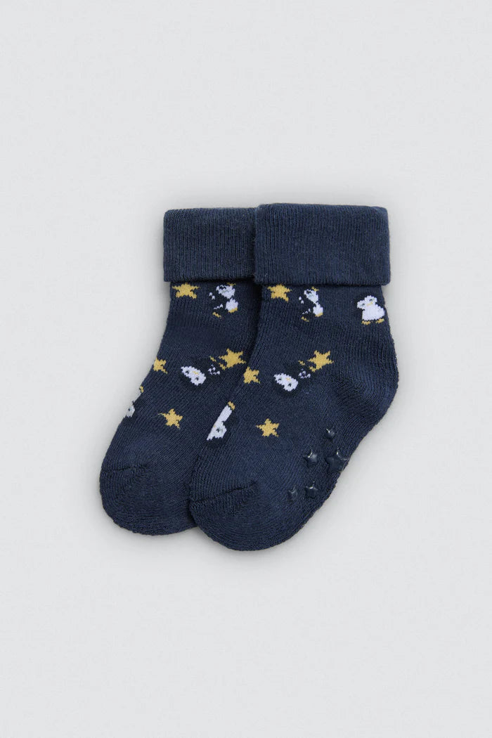 PACK-2 CALCETINES DE BEBE TERMICOS GREY PINGUINS