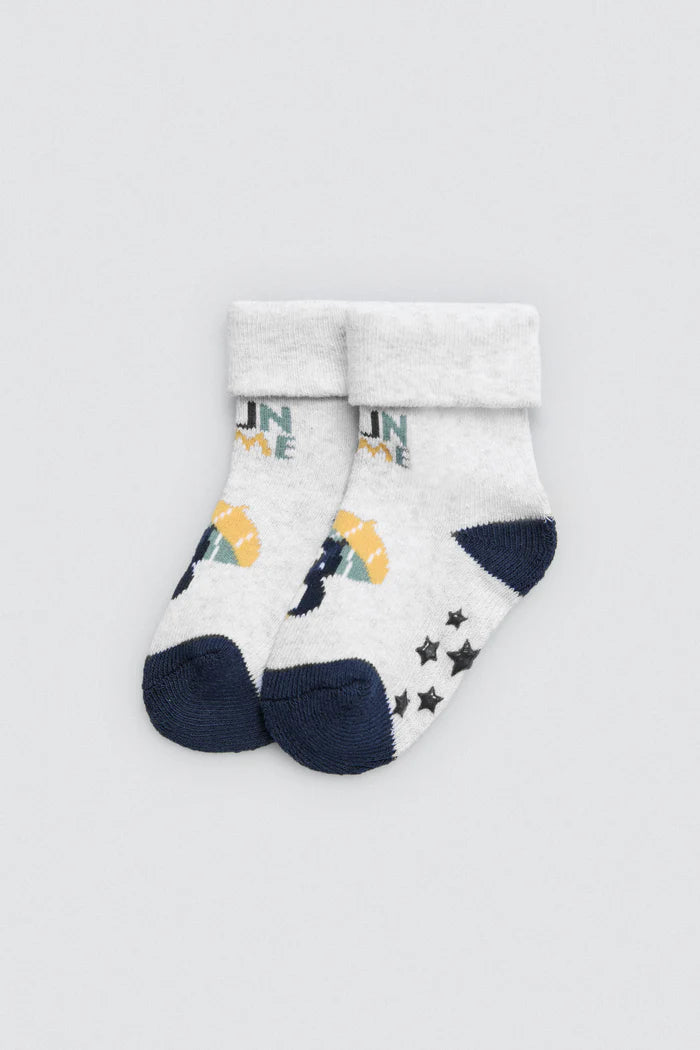 PACK-2 CALCETINES DE BEBE TERMICOS GREY PINGUINS
