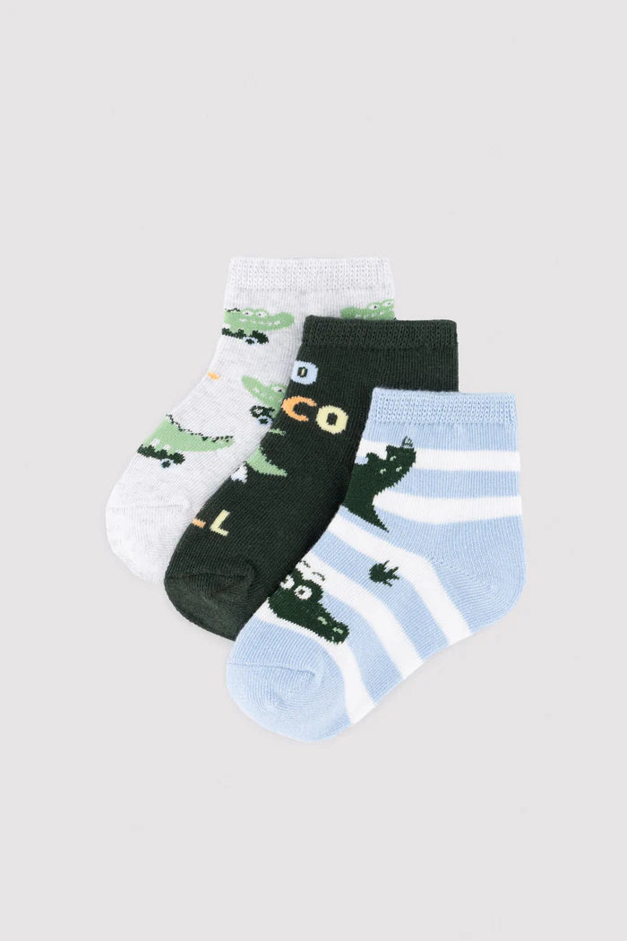 PACK-3 CALCETINES DE BEBE COCODRILE MOOD