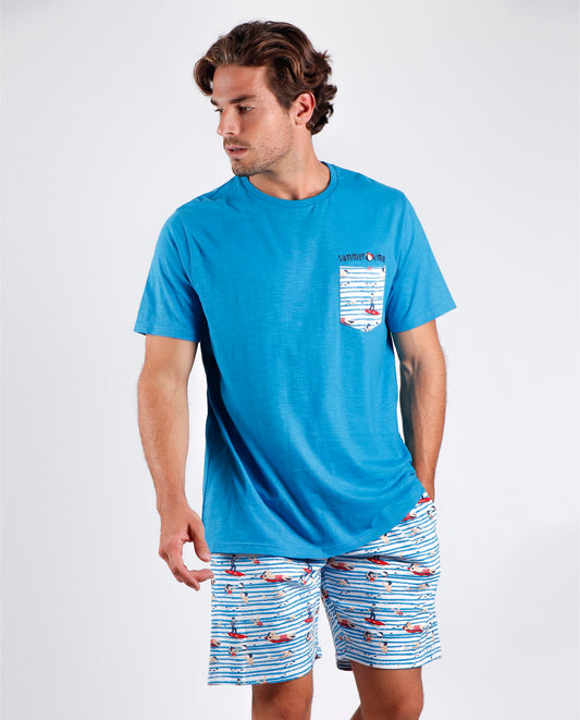 PIJAMA MANGA CORTA SUMMER TIME BLUE