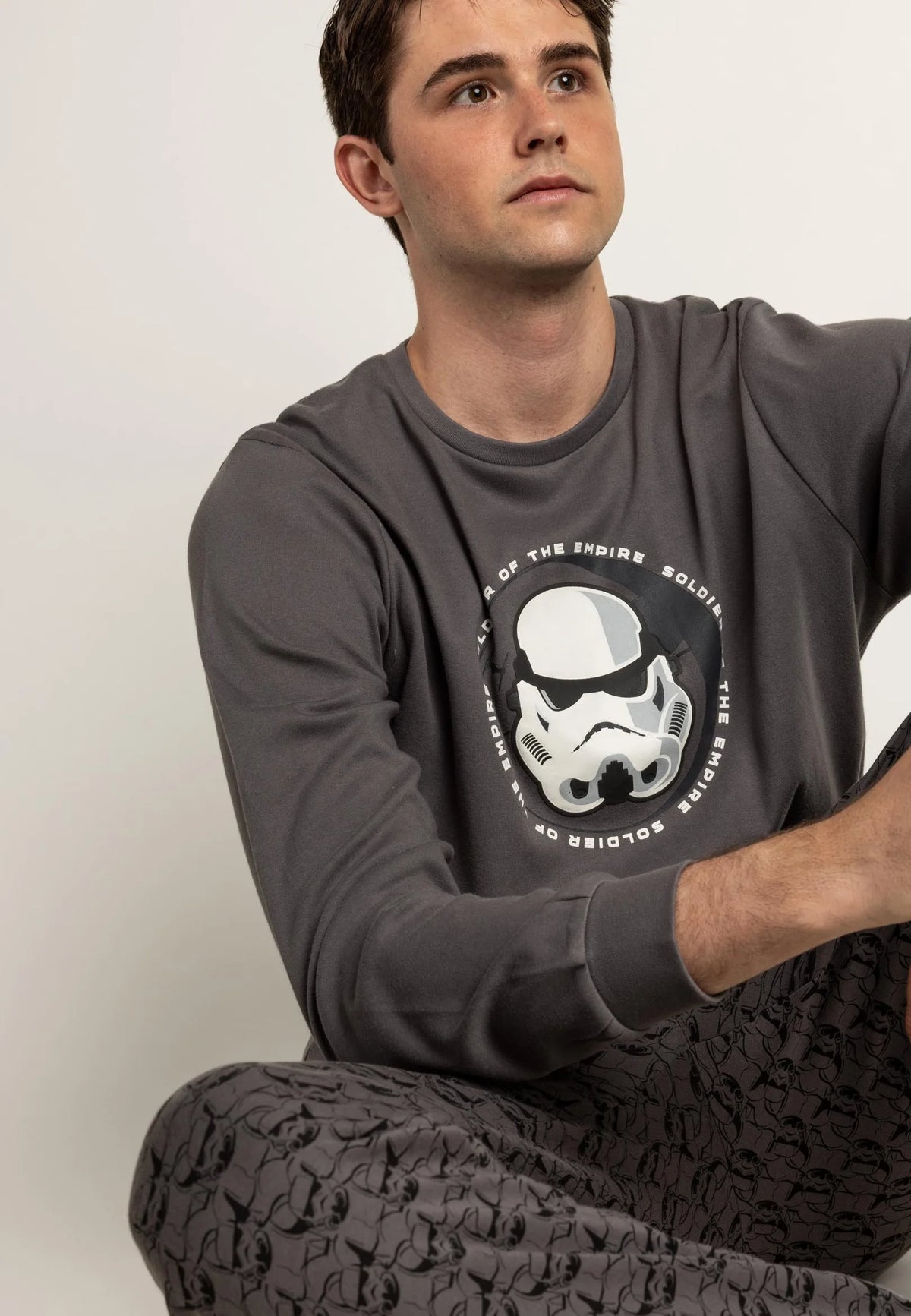 Pijama Hombre Star Wars Empire Soldier Marengo Manga Larga 100% Algodón