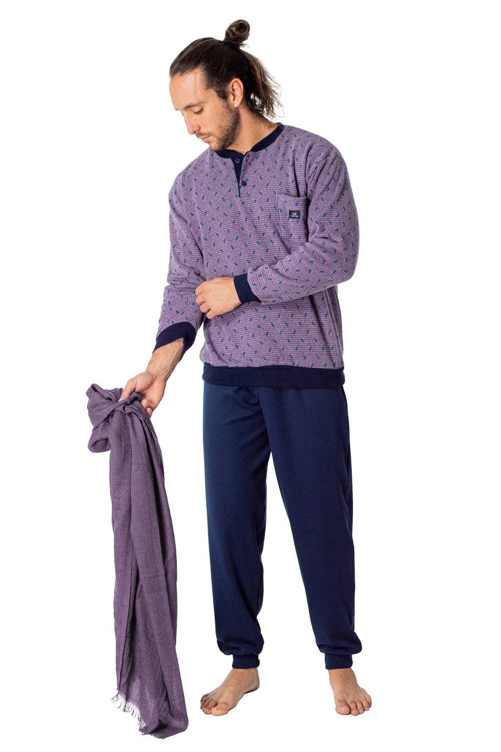 PIJAMA MANGA LARGA AFELPADO POINTS DESIGN