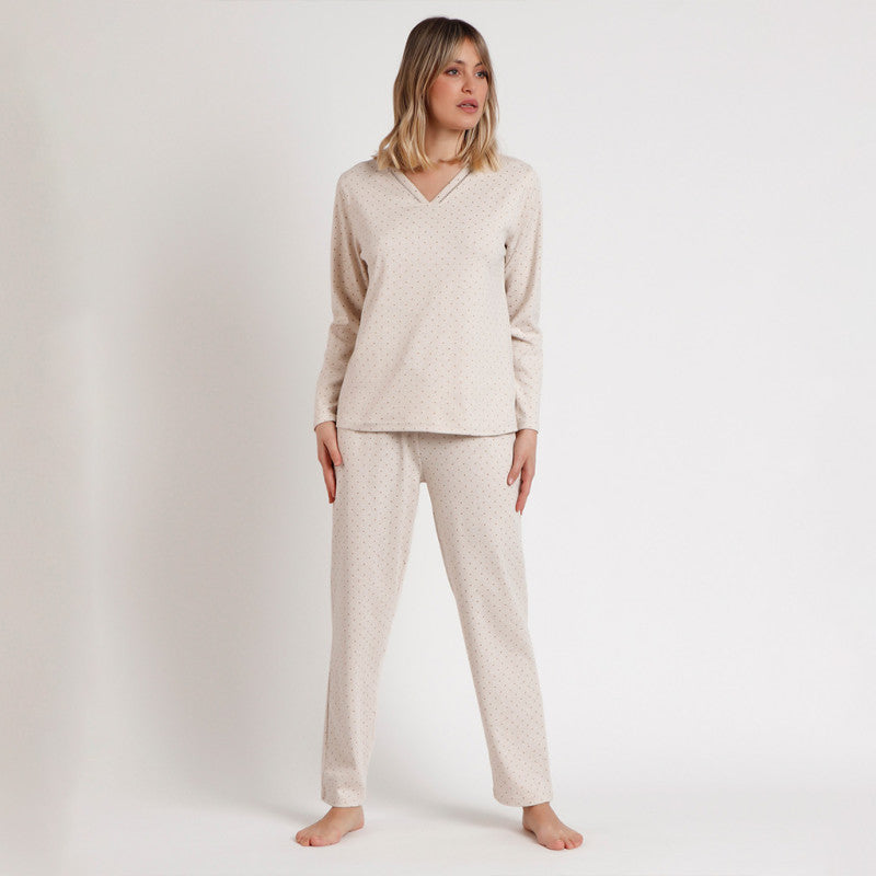 PIJAMA MANGA LARGA MUJER ORGANIC DOTS