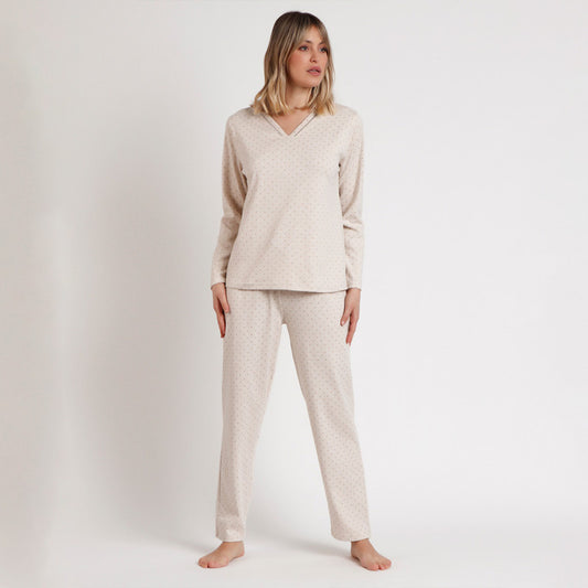 PIJAMA MANGA LARGA MUJER ORGANIC DOTS