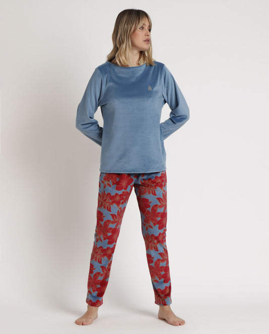 PIJAMA MANGA LARGA MUJER LUXURY VELVET
