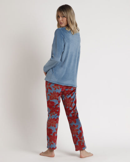 PIJAMA MANGA LARGA MUJER LUXURY VELVET