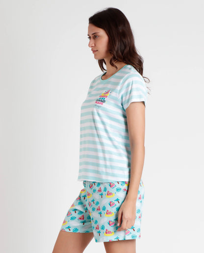 PIJAMA MANGA CORTA SANDIA A RAYAS