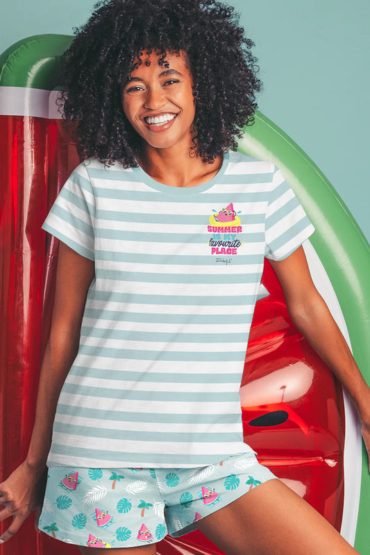 PIJAMA MANGA CORTA SANDIA A RAYAS
