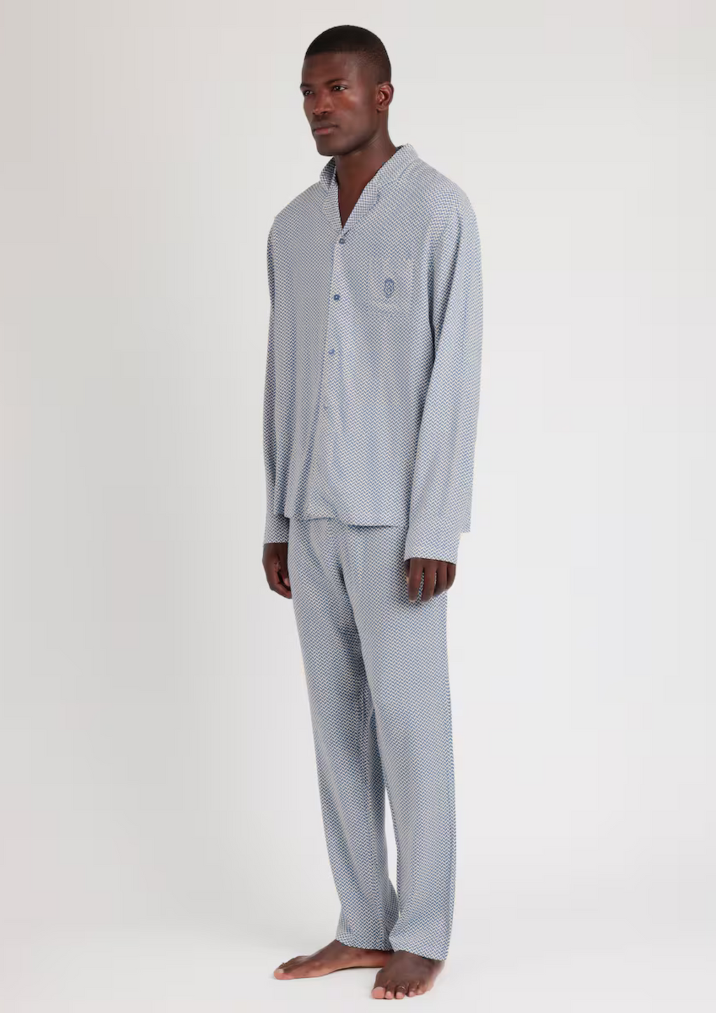 PIJAMA MANGA LARGA ABIERTO CLASSIC BLUE