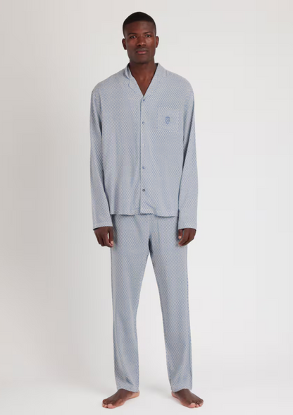 PIJAMA MANGA LARGA ABIERTO CLASSIC BLUE