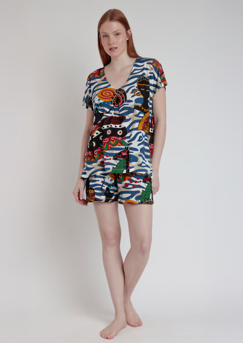 PIJAMA MANGA CORTA ESTAMPADO AFRICANO