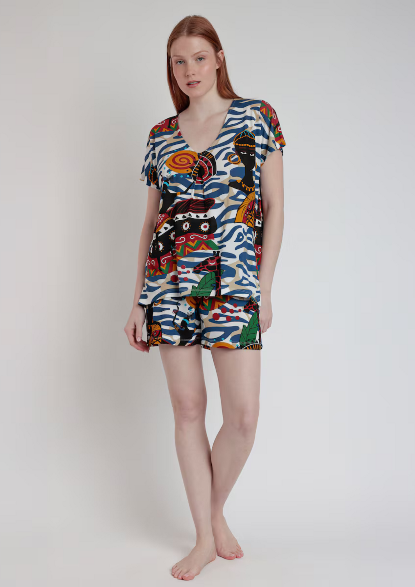 PIJAMA MANGA CORTA ESTAMPADO AFRICANO