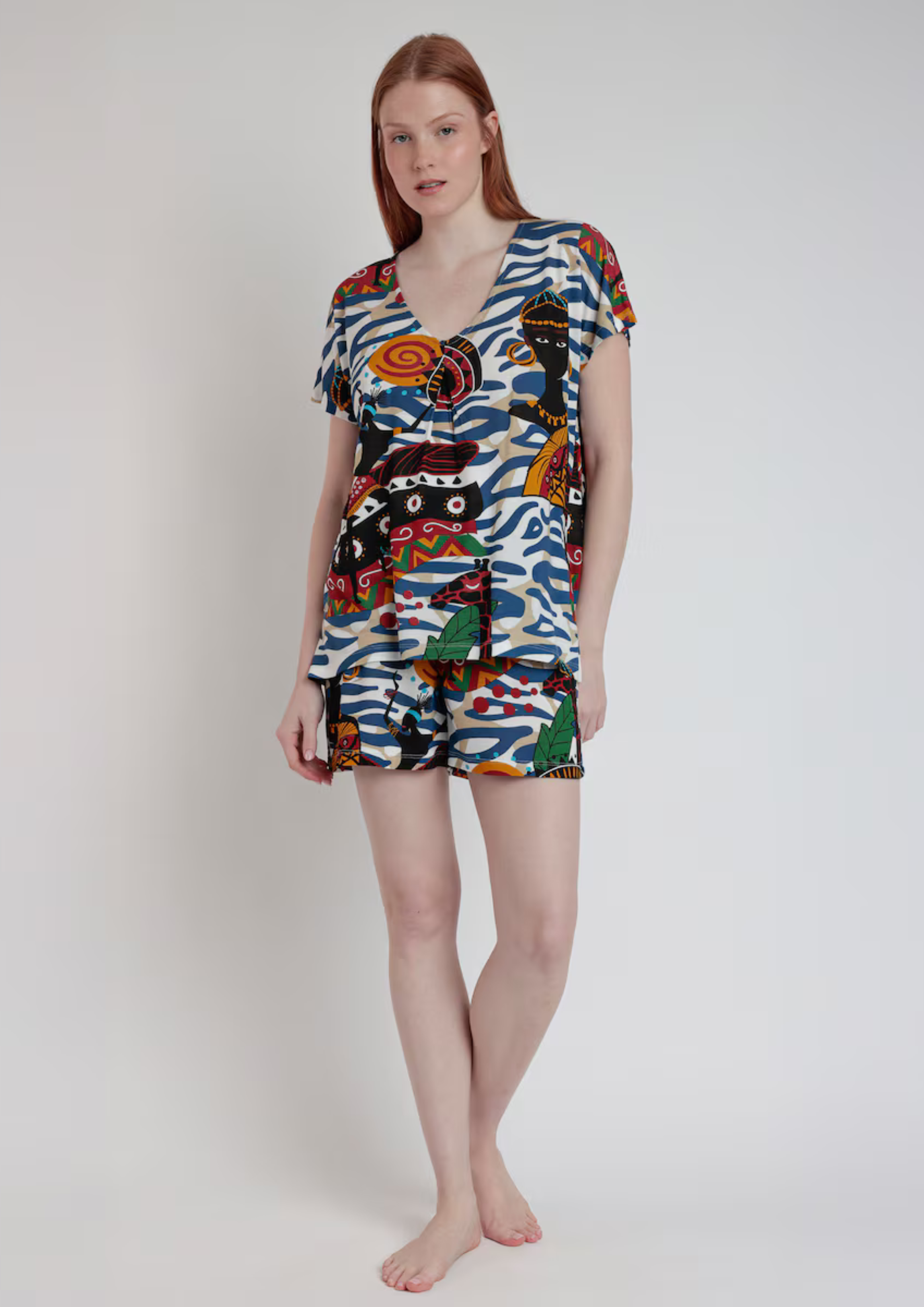 PIJAMA MANGA CORTA ESTAMPADO AFRICANO