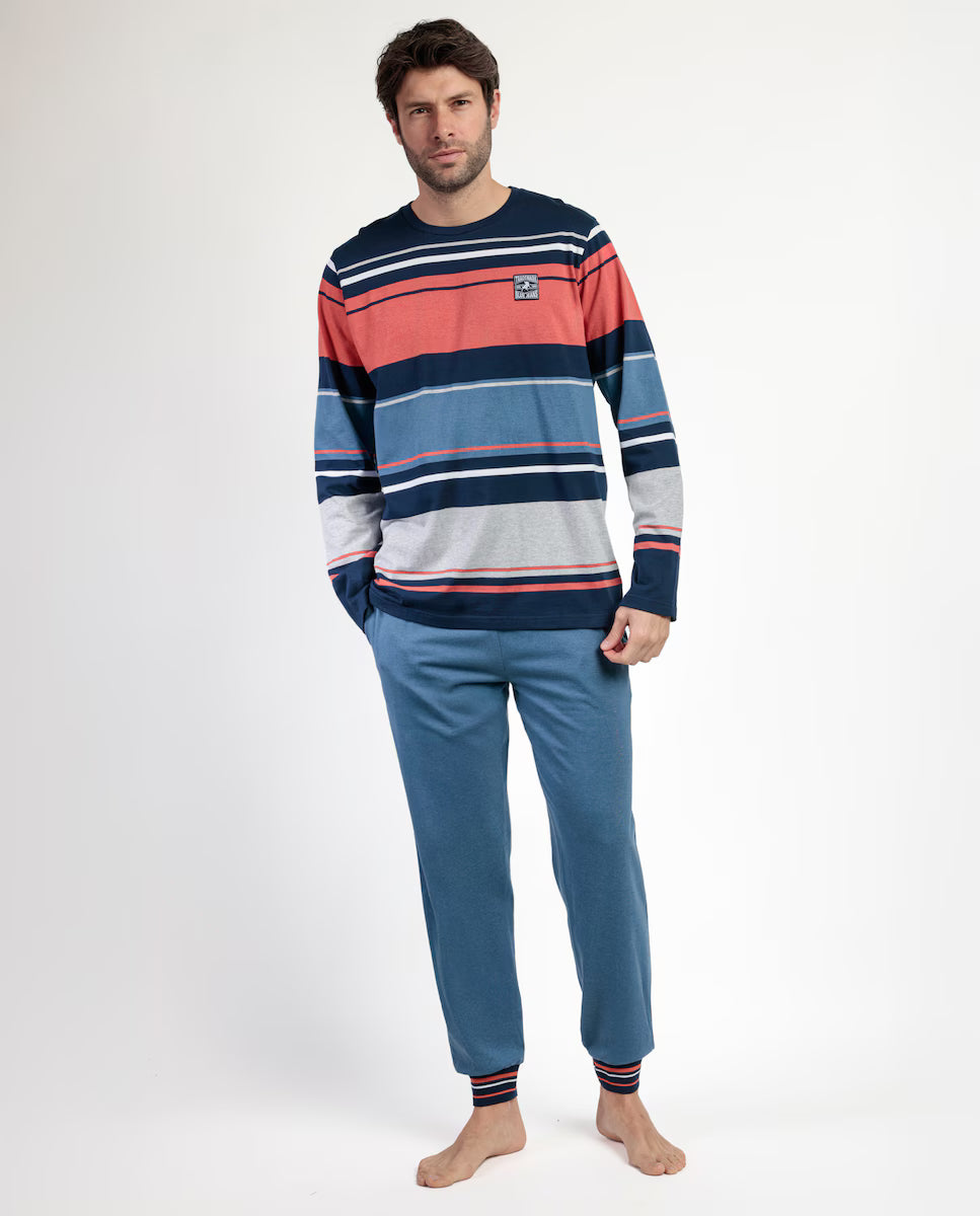 PIJAMA MANGA LARGA HOMBRE RAYAS BURNT