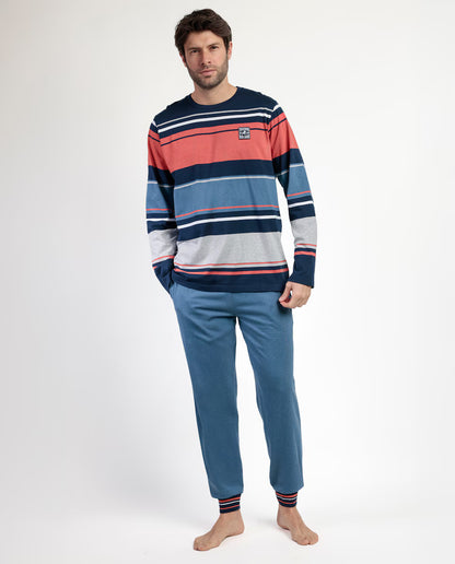 PIJAMA MANGA LARGA HOMBRE RAYAS BURNT