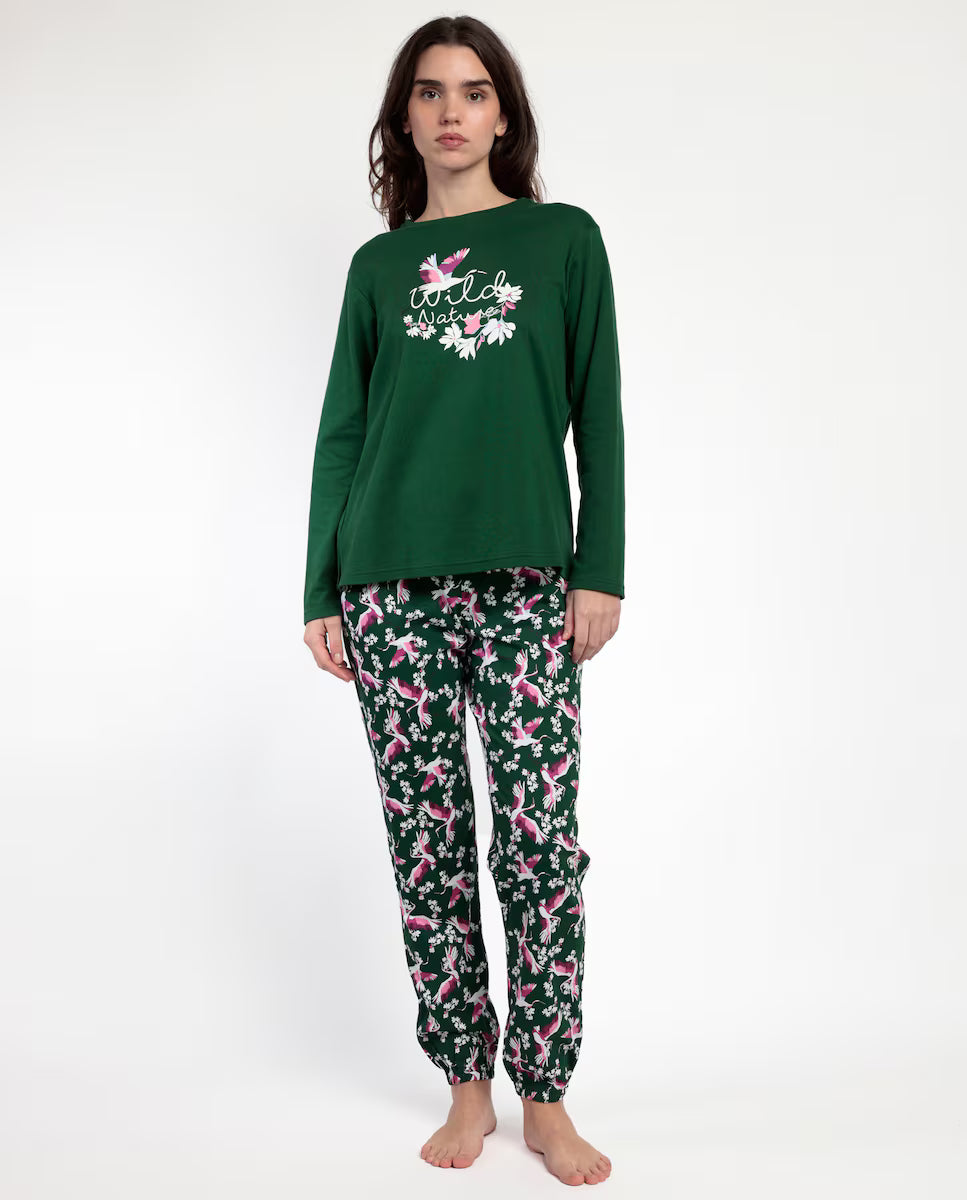 PIJAMA MANGA LARGA MUJER WILD NATURE GARDEN