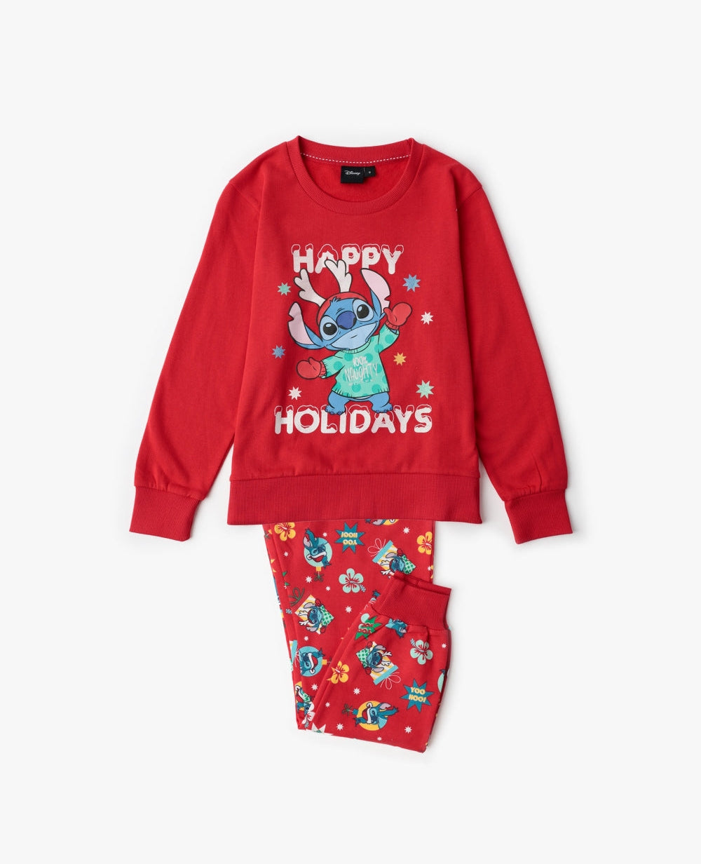PIJAMA MANGA LARGA NIÑA STITCH HAPPY HOLIDAYS