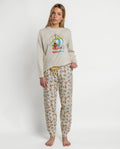 Pijama de mujer Astérix y Obélix Le Copains manga larga beige