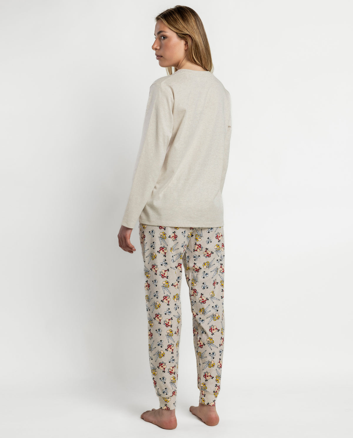 Pijama de mujer Astérix y Obélix Le Copains manga larga beige