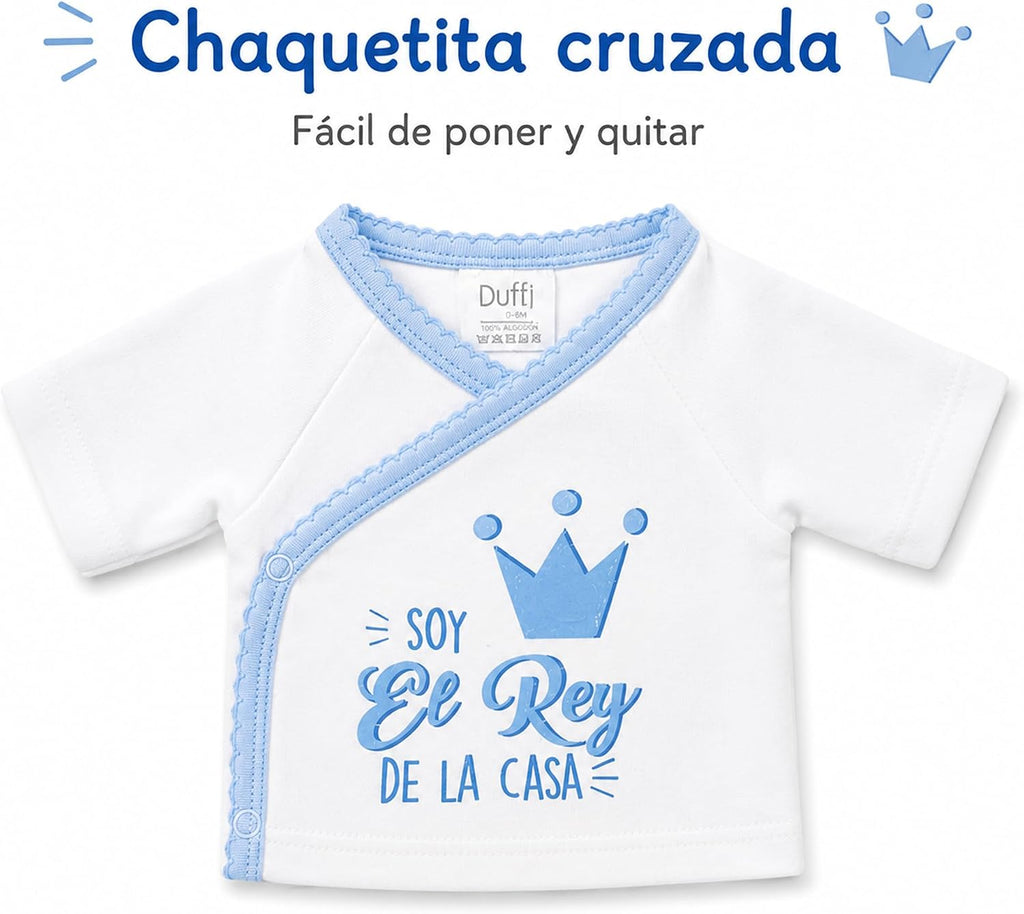 Set primera puesta bebé 5 piezas azul “Soy el Rey de la Casa”