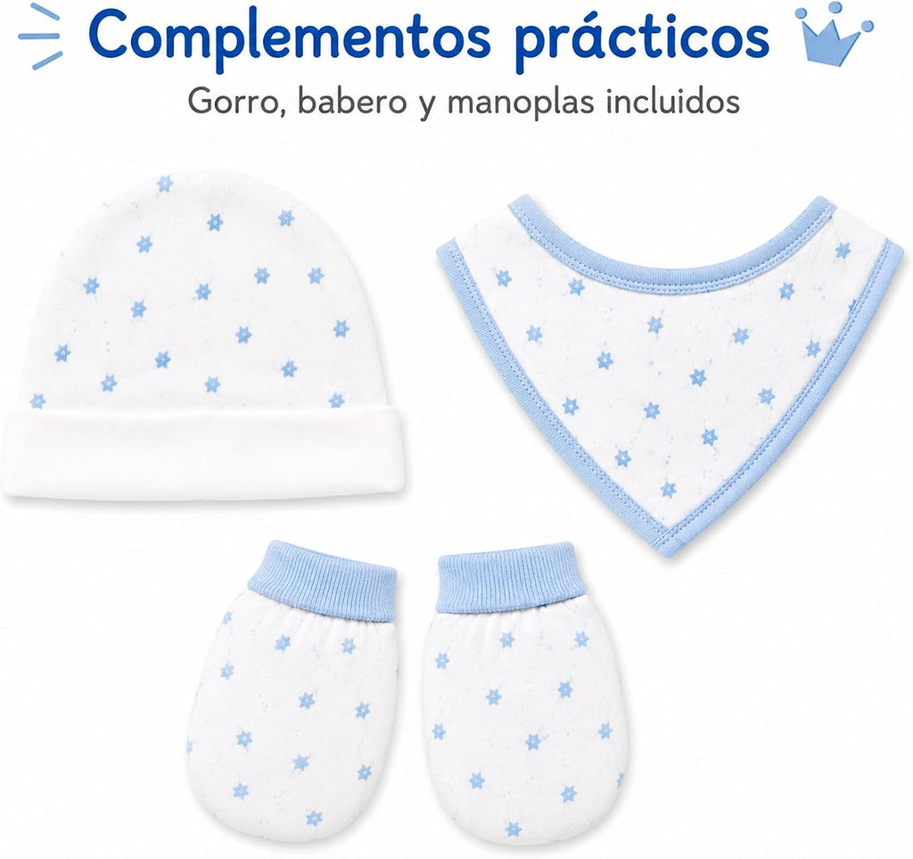 Set primera puesta bebé 5 piezas azul “Soy el Rey de la Casa”