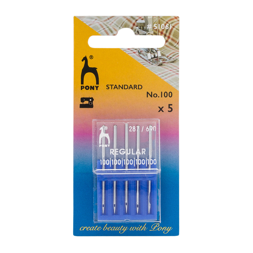 PONY Pack 5 Agujas para Máquina de Coser Nº 100 – Talón Redondo 287/690 Standard