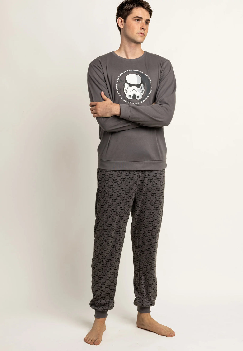 Pijama Hombre Star Wars Empire Soldier Marengo Manga Larga 100% Algodón
