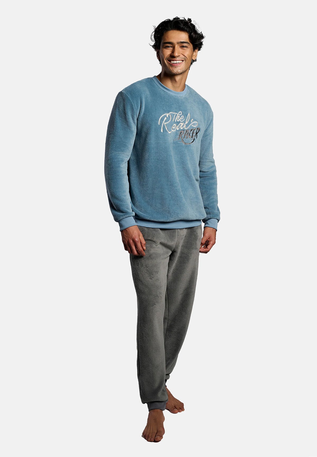 Pijama polar de hombre The Real Racer azul y gris