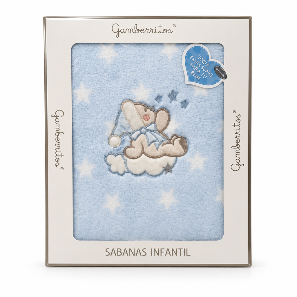Juego de sábanas infantil Gamberritos doralina azul 60x120 cm