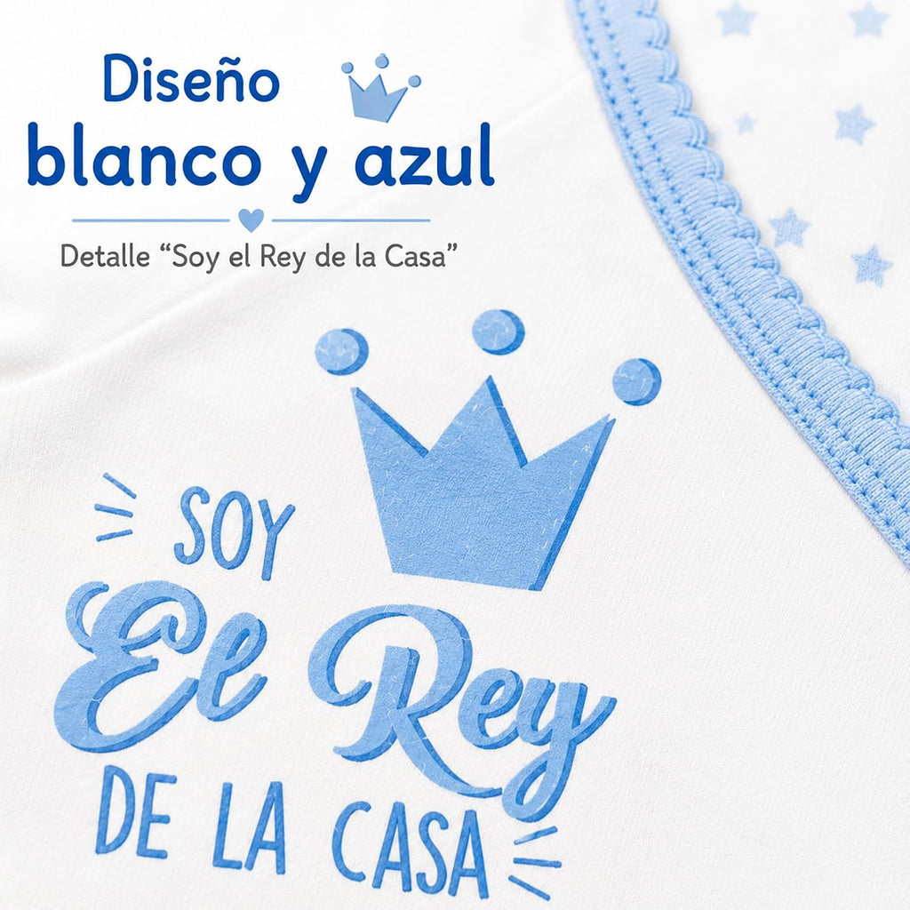 Set primera puesta bebé 5 piezas azul “Soy el Rey de la Casa”