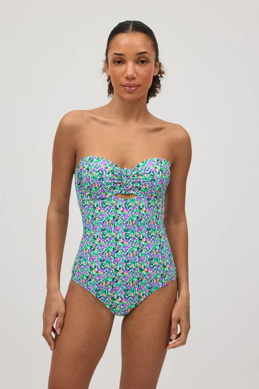 BAÑADOR BANDEAU REDUCTOR ESTAMPADO FLORES