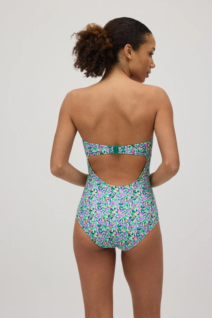 BAÑADOR BANDEAU REDUCTOR ESTAMPADO FLORES
