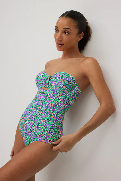 BAÑADOR BANDEAU REDUCTOR ESTAMPADO FLORES