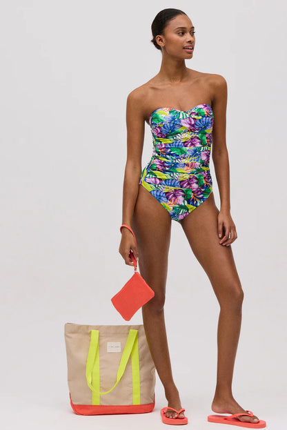 BAÑADOR REDUCTOR BANDEAU ESTAMPADO TROPICAL