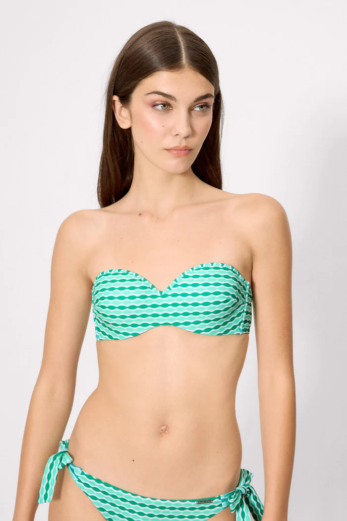 BIKINI MUJER BANDEAU BRAGA ANUDADA