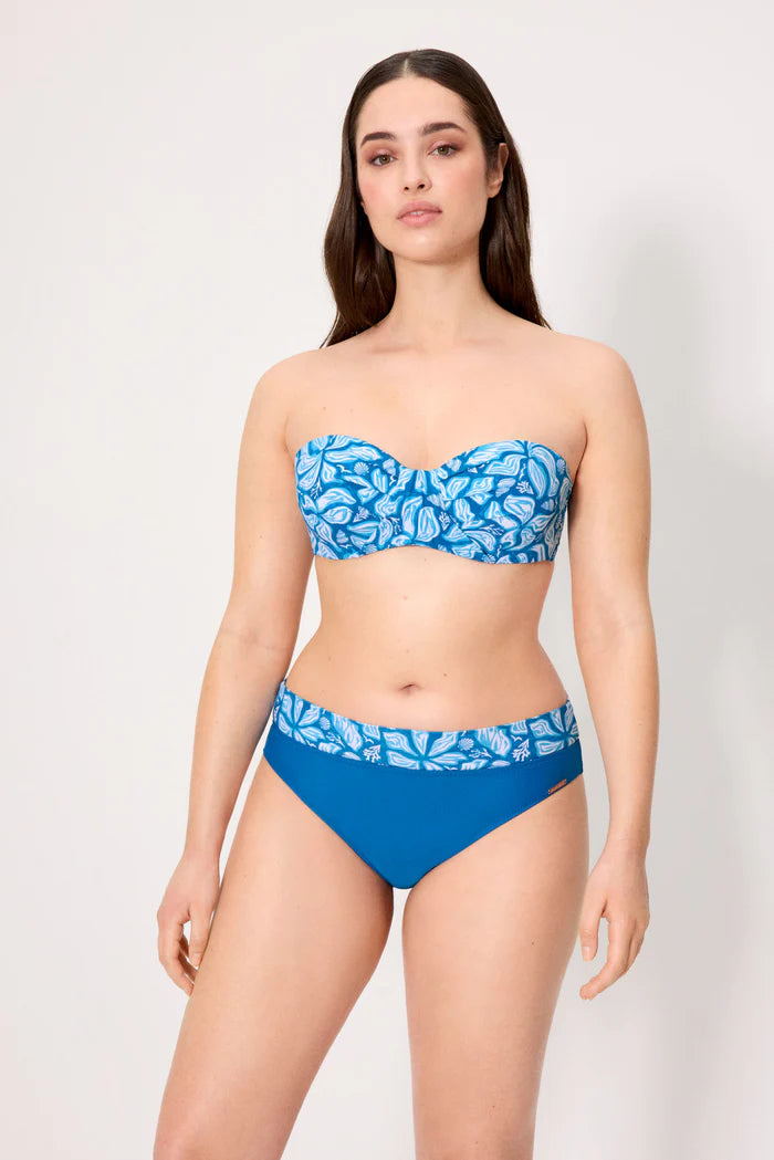 BIKINI MUJER BANDEAU BLUE FLOWERS