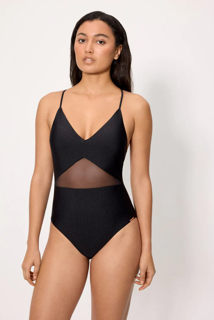 BAÑADOR MUJER DE TUL TRANSPARENTE EN NEGRO